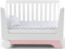 Ліжечко-трансформер IndigoWood Nova Kit 124,5x63,5cm pink / white (зі з'ємною спинкою, колесами та ящиком)